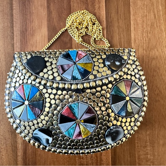 Artisan Nepal Metal Studded Mosaic Shoulder Bag - Picture 6 of 8